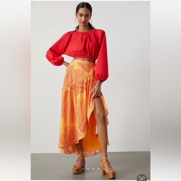 HUTCH PRINTED WRAP MAXI SKIRT